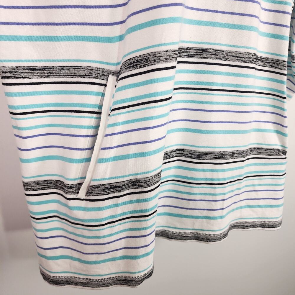 T By Talbots Womens Top Preppy Stripe Laceup Pullover 3/4 Sleeve Relax Pocket 2X - Picture 5 of 12